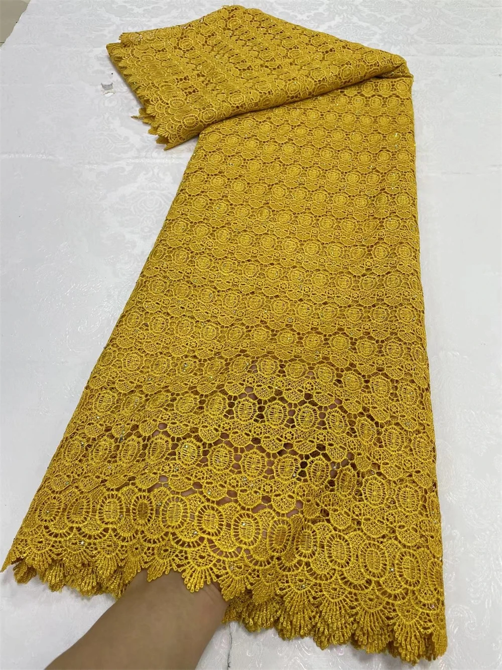 

2024,African Nigerian Tulle Lace Fabric,Sequins Embroidery, French Guipure Party Dress Fabric for Sewing, High Quality, 5Yards