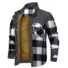 Fall Winter Men's Plaid Print Casual Jackets Fashion Vintage Long Sleeve Stand Collar Single Breasted Warm Fleece Lined Outwears 6