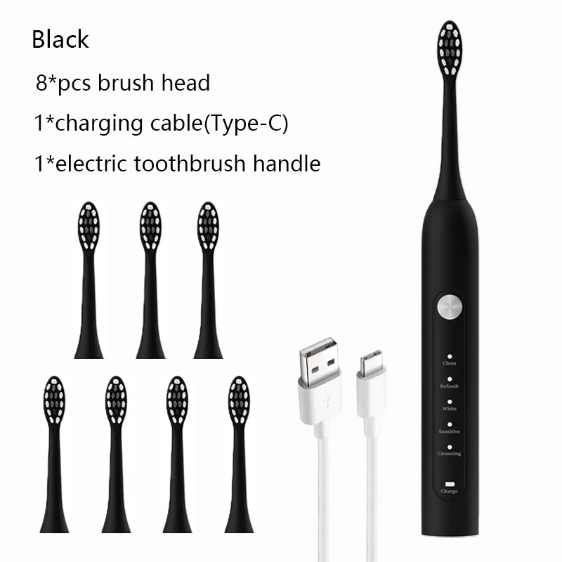 thumbnail image 1 of Cepillo de dientes eléctrico sónico para adultos, cepillo de dientes inteligente con temporizador, limpieza de dientes, blanqueamiento rápido, cepillo de dientes recargable por USB, cabezal de repuest, 1 of 5
