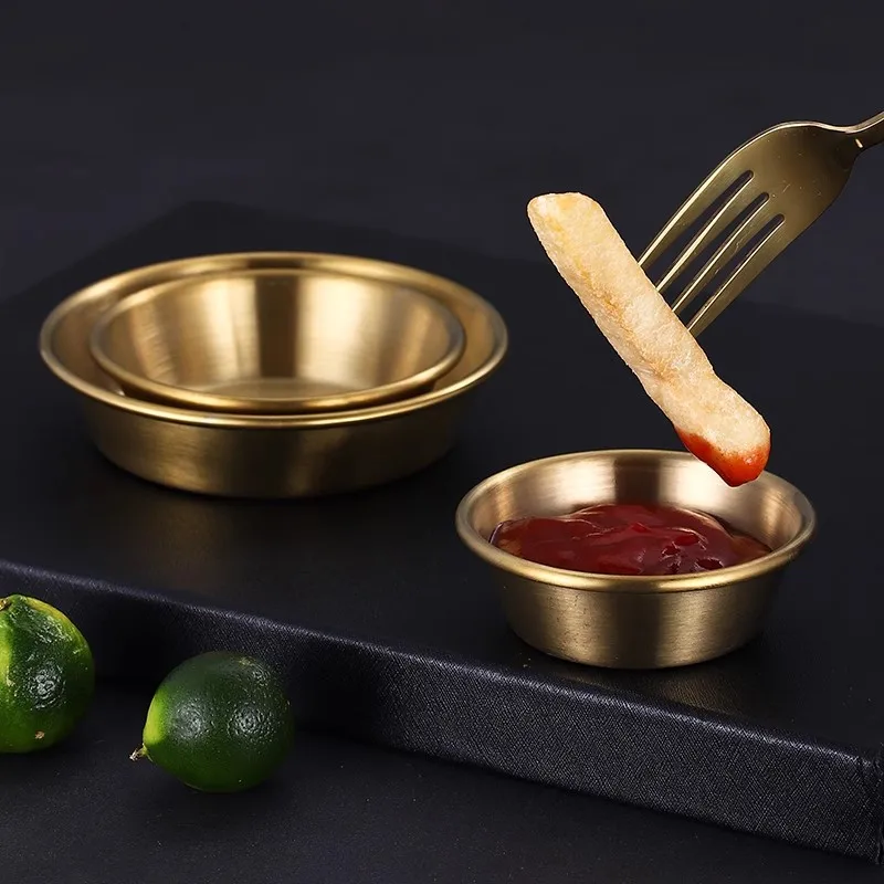 304 Stainless Steel Sauce Dishes Condiment Saucer Barbecue Restaurant Western Restaurant Salad Small Bowl Fries Ketchup Saucer