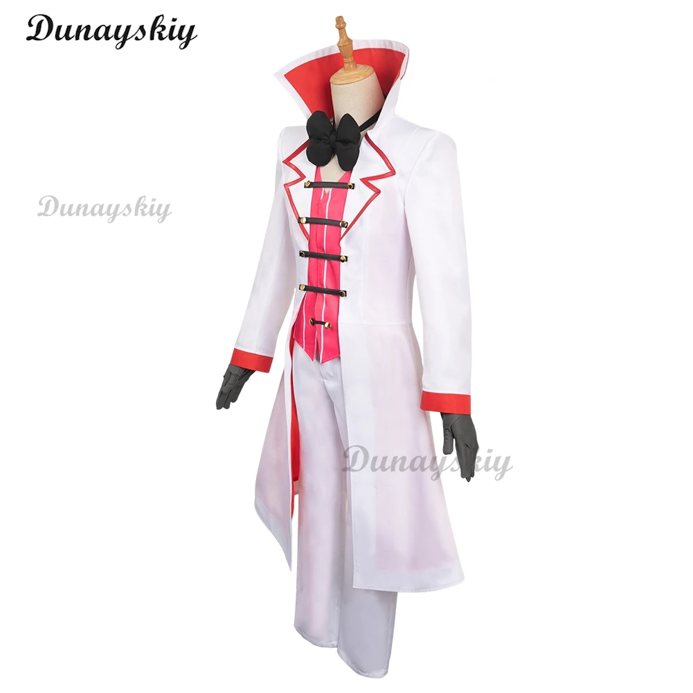 Hazbin Lucifer Cosplay Anime Hotel Morningstar Cosplay Costume Wig Daddy White Suit Devil Hell Halloween Party Adult Men Costume