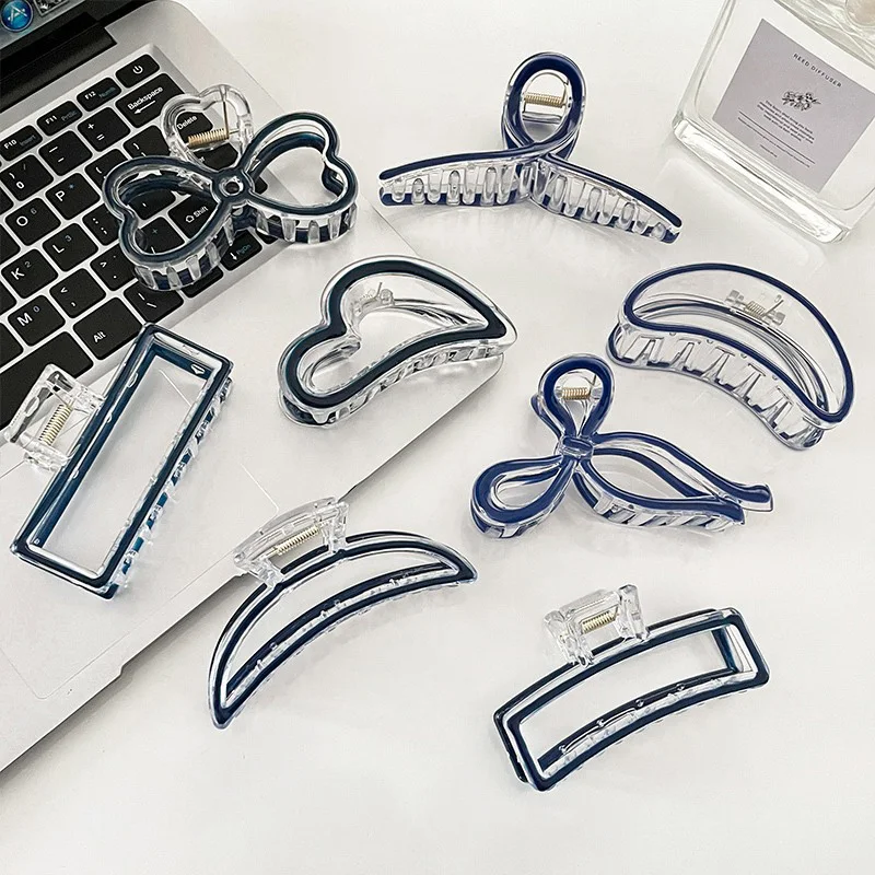 

Transparent Blue Claws Clip for Women Gradient Color Hairpin Vintage Hair Clips 2023 New Fashion Hair Accessories Girls Gift