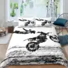 3D Cartoon Racing Motorcycle Print Duvet Cover Motocross Theme Quilt Cover for Kids Teen Boy Bedroom Duvet Cover with Pillowcase 3