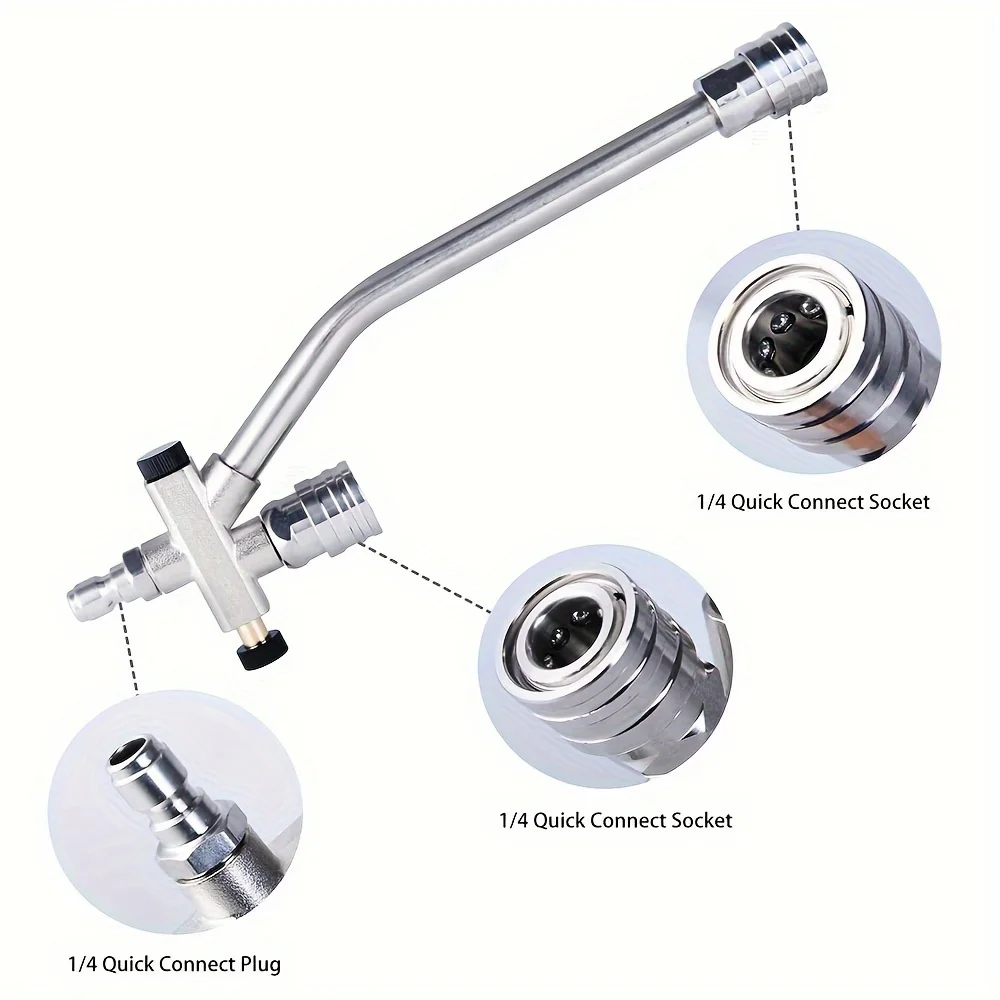 1/4" Quick Connect Foam Cannon Dual Adapter Metal Dual Head for High Pressure Washers Compatible with EU & US Includes 7 Nozzles 4
