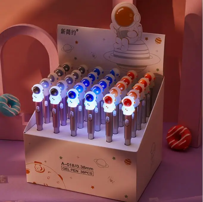 

36 pcs/lot Creative Astronaut Light Gel Pen Cute 0.5mm Black Ink Pens Stationery Gift Office School Supplies wholesale