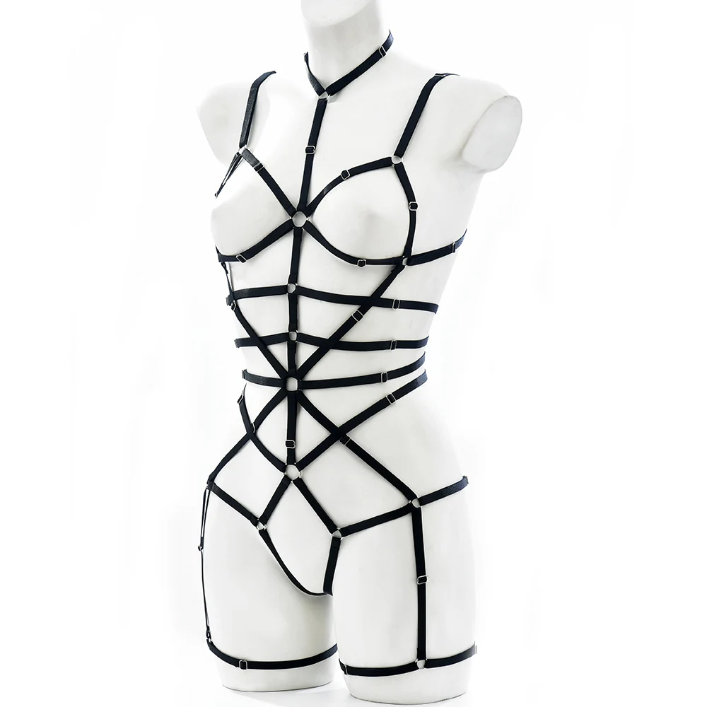 Body Elastic Bondage Adjustable Stockings Leg Harness Garter Pole Dance Lingerie Halloween Women Rave Wear Bodysuit Body Harness cosplay costume,latex lingerie,women bondage lingerie