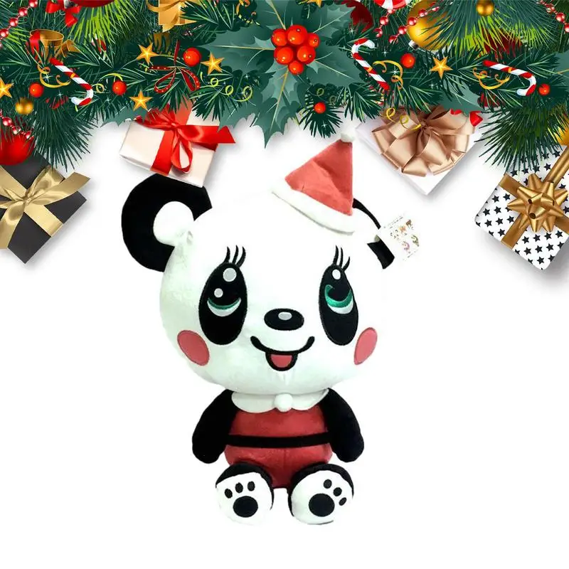 32cm Christmas Stuffed Animal Plush Toy Doll With Santa Hat Skin-friendly Plush Stuffed Panda Bunny Doll Toy For Christmas Gift