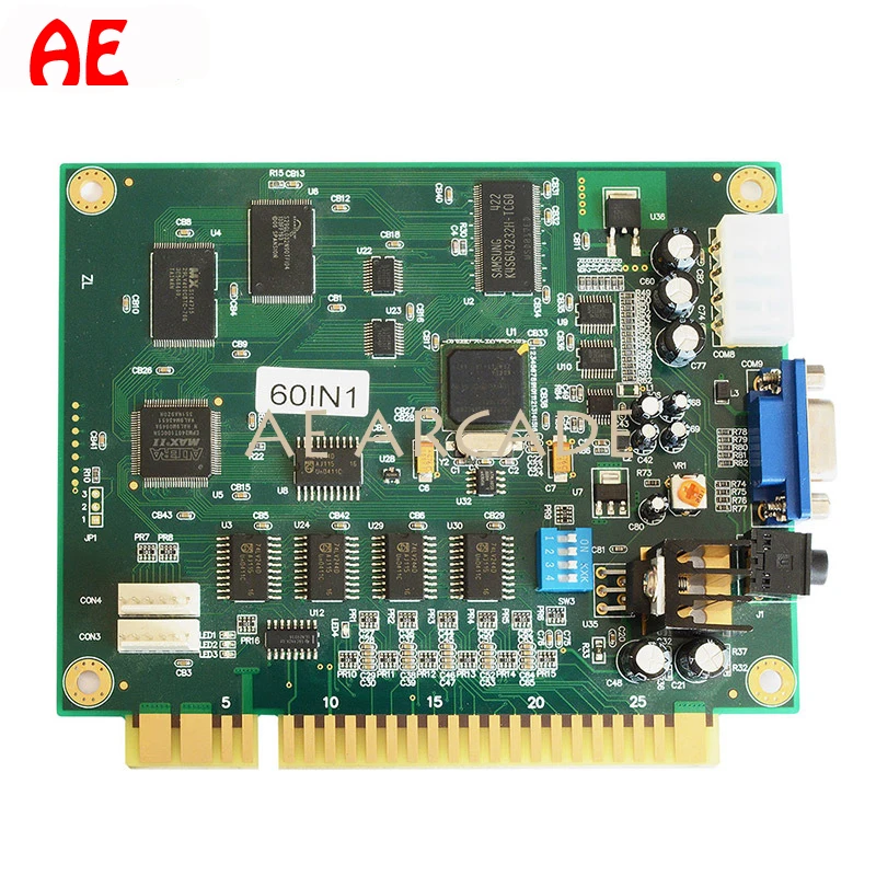 60 In 1 Jamma 아케이드 보드 CGA VGA 수직 출력 레트로 클래식 수평 내구성 멀티 케이드 PCB 마더 보드 아케이드 게임