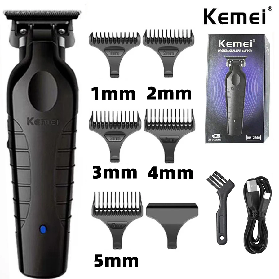 Kemei 2299 Barber Cordless Hair Trimmer 0Mm Zero Gapped Carving Clipper Detailer Macchina Da Taglio Elettrica Professionale