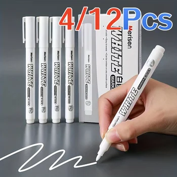 Pennarello Bianco a Punta Fine 1mm, Asciugatura Rapida, Impermeabile, a Base d'Olio per Graffiti, Vetro, Pneumatici, Creazione di Biglietti