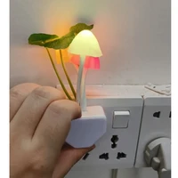 Novelty Mushroom Fungus Night Light EU & US Plug Light Sensor 220V 3 LED Colorful Mushroom Lamp Led Night Lights 6