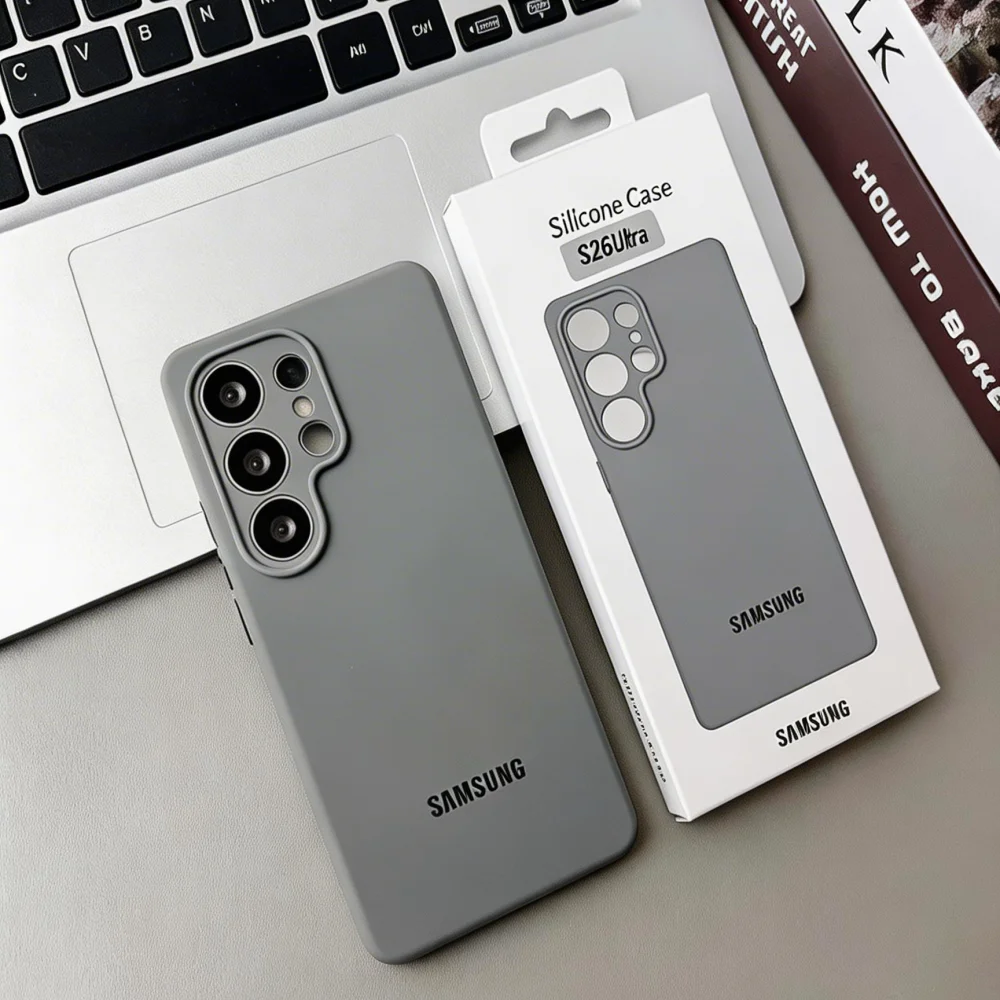 Premium Liquid Silicone Soft Phone Case with Official Samsung Logo and Box