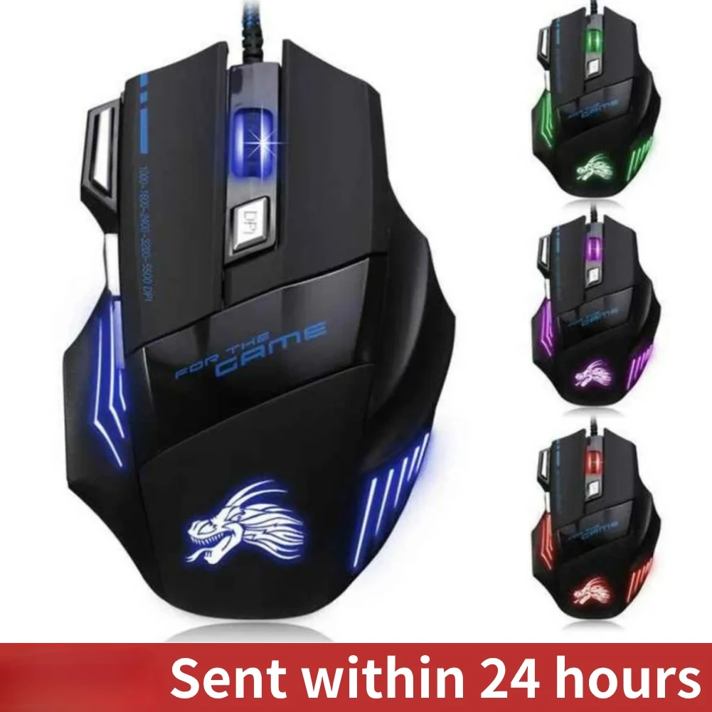 

USB Wired Gaming Mouse 7 Button Backlit Ergonomic Mice 5500 DPI Backlight Adjustable Optical Mice for PC Gamer Computer Desktop