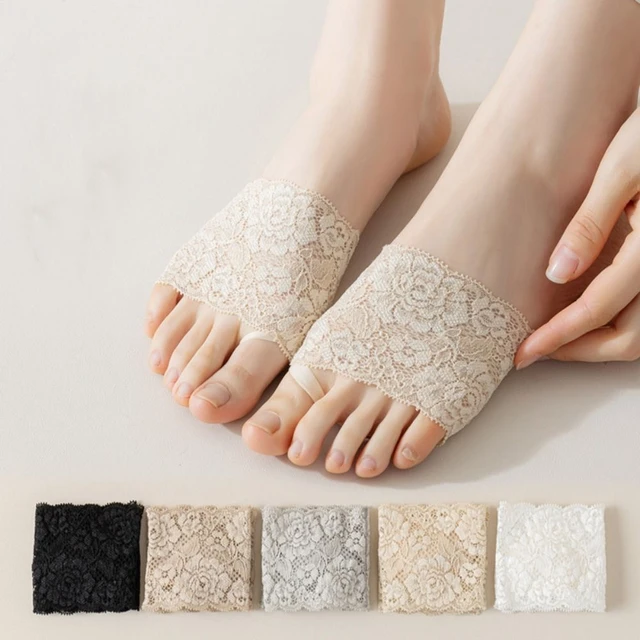 Invisible Simple Lace Solid Color Cotton Half Palm Socks Mesh Half