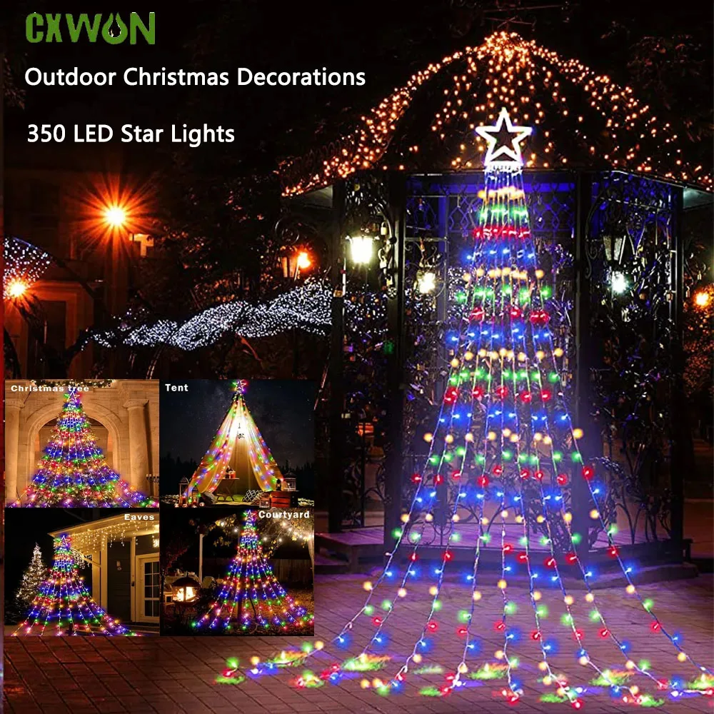 Outdoor Christmas Decoration Lights, 8 Modes & 350 LED Christmas String  Lights Waterfall Fairy Tree Lights Christmas Indoor Outdoor Holiday  Lighting