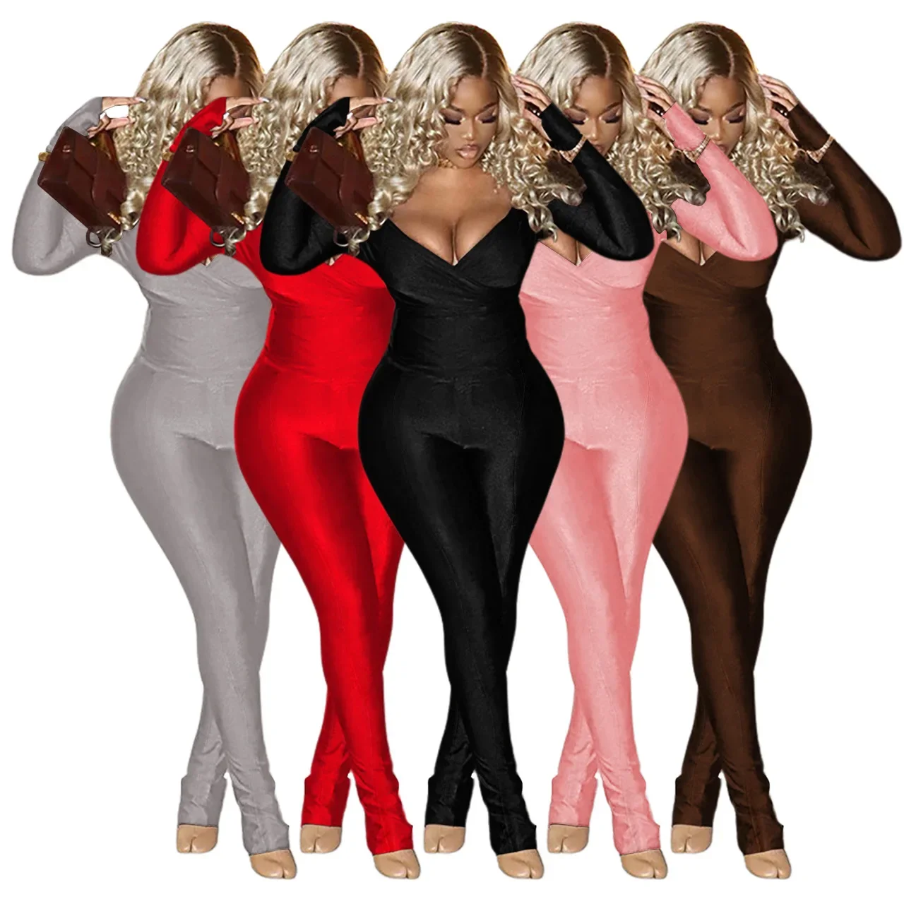 Sexy Club Women Pants Sets Fashion Deep V-neck High Waist Tights Trousers 2023 Autumn Chic Two Piece Set Outfit Tracksuit fashion summer men s clothing set animal picture retro oversized hip hop short sleeve t shirt trousers suit sportswear chic