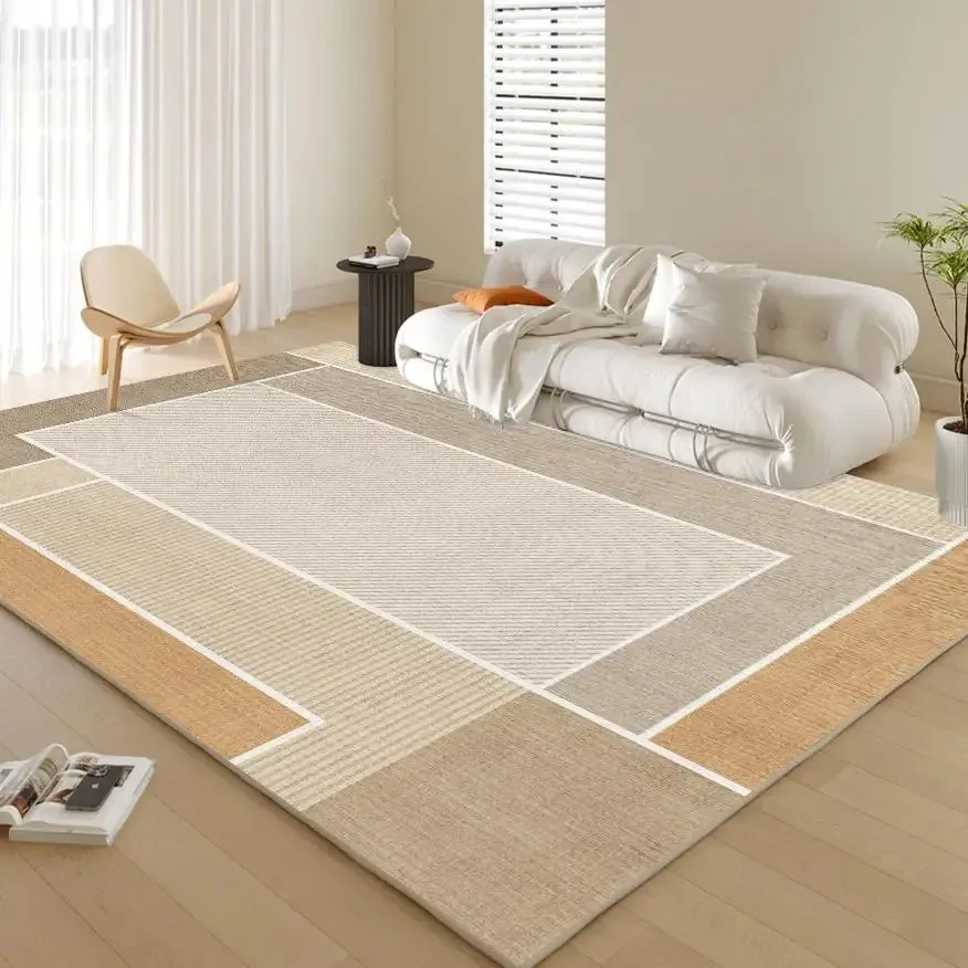 سجادة كريمية هندسية، سجادة أريكة لغرفة المعيشة بسي...