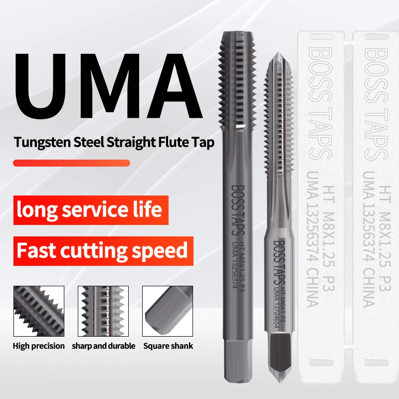 Carbide Tungsten Steel JIS Standard Straight Fluted Tap M2 M3 M4 M5 M6 M8 Machine Screw Thread Taps