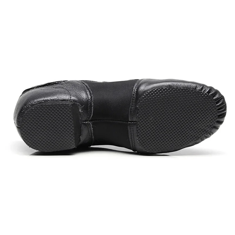 USHINE Black Brown Genuine Leather Elastic cloth Ballet Yoga Training Fitness Jazz Ballet Dace Shoes For Woman Man 4