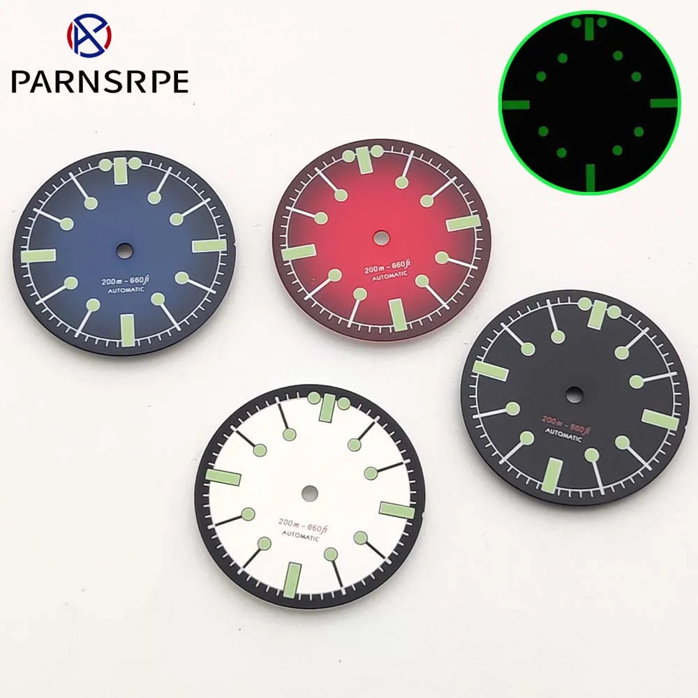 New Men's NH35 Dial 28.5mm For NH35/NH36 Movement C3 Green Night Luminous Men's Watch Accessories Dials