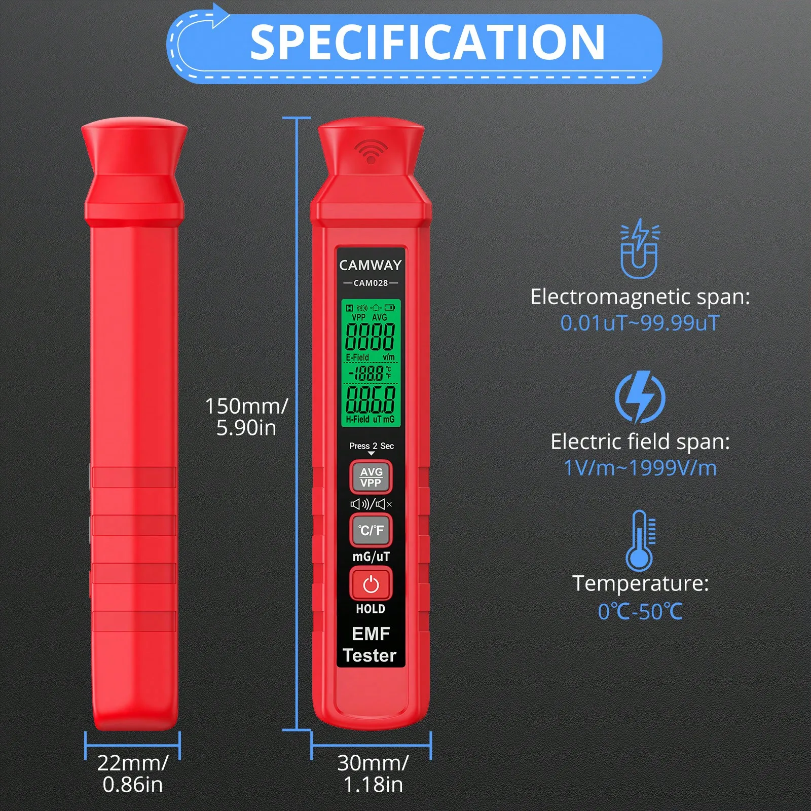 EMF Meter Digital Electromagnetic Field Radiation Detector Handheld LCD Tester Paranormal Equipment with Sound and Light Alarms 3