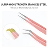 Sakurahana High Precision Steel Pink Eyelash Tweezers Stainless Steel Superhard Anti-Static Tweezers Makeup Tools 4