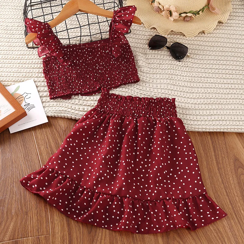 polka dot crop top and skirt