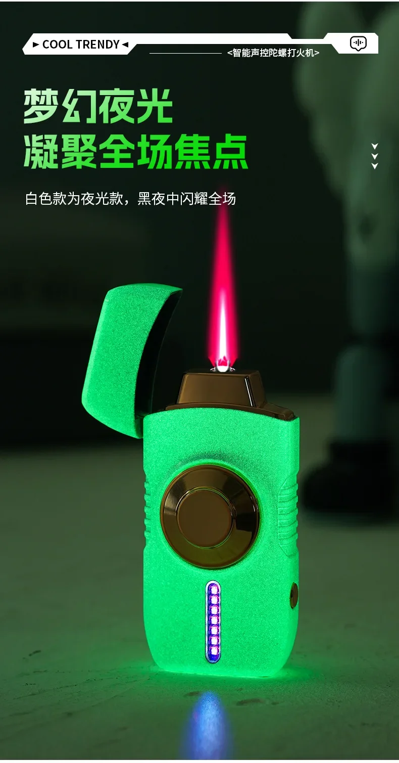 Description Picture 4 of itemLuminous Unzip Gyro Rotation and Play Smart Voice Control Ignition Variety of Colorful Inflatable  Lighter Men's Accessories