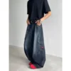 American Retro Deep Blue Multi-Pocket Work Pants Summer Street Aby Punk Loose Knife Long Trousers Casual Men's Jeans