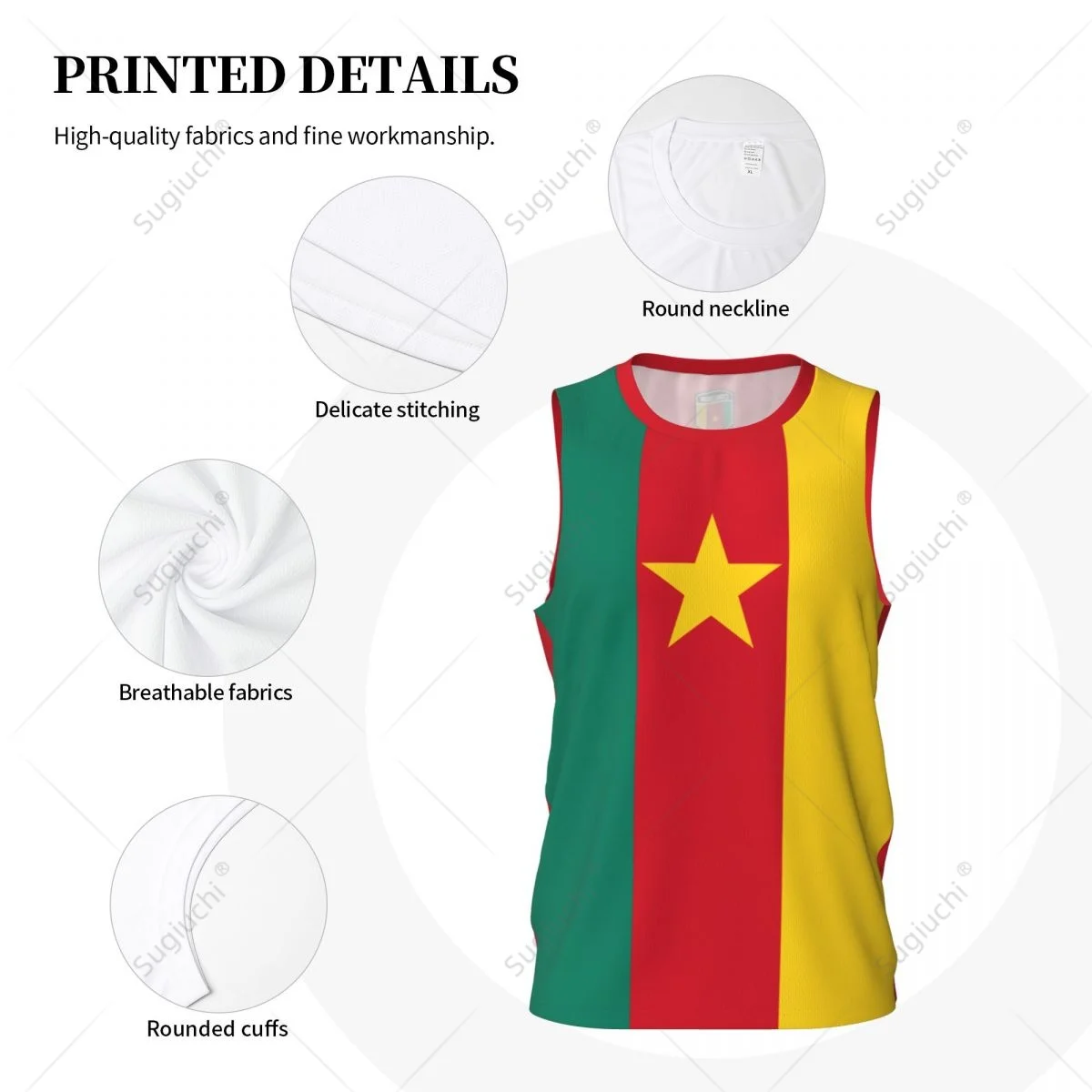 Cameroon Flag Men Basketball Sports Running Fitness Multifunction Sleeveless tshirt Exclusive Name Nunber