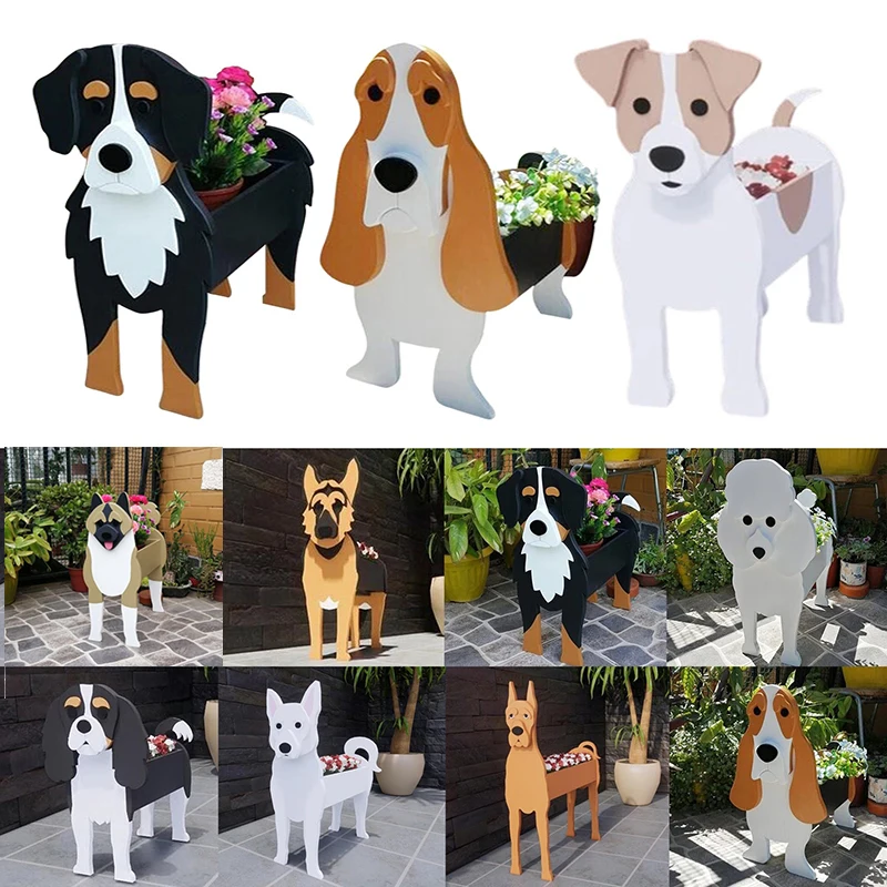 

Garden Flower Pot Cute Dog Shaped Planter Schnauzer Bulldog Poodle Corgi Yorkshire Vase Pots Home Outdoor Decor Flowerpots