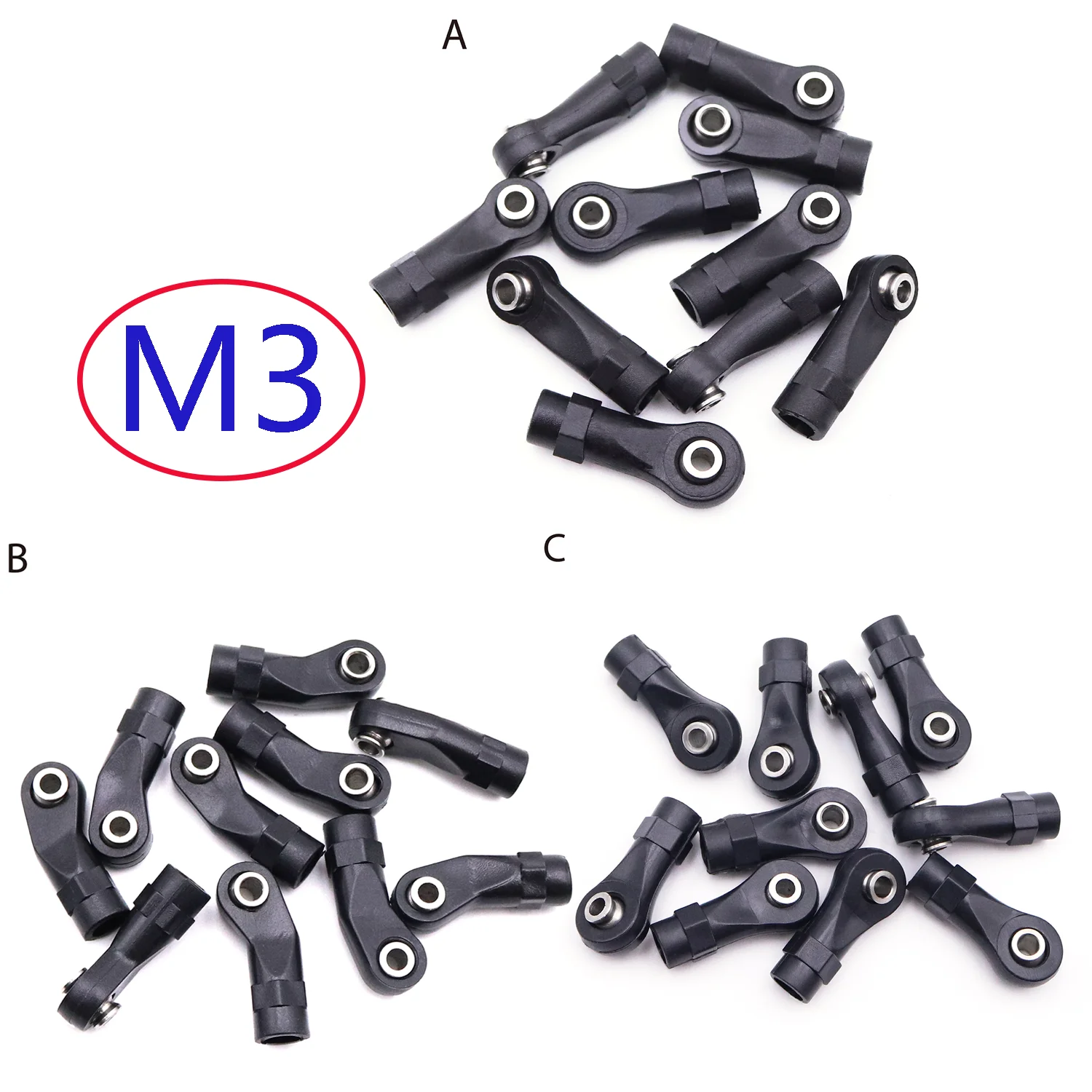 10 stücke M3 Stange Enden Köpfe Kunststoff Gerade Gebogen Link Kugeln Linkage Joint Für 1/10 RC Crawler SCX10 D90 TRX4 TRX6 Upgrade Teil