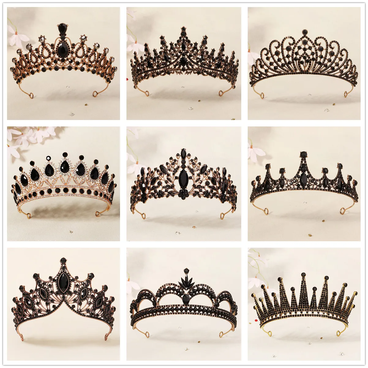Miallo Vintage Black Rhinestone Crown And Tiara Crystal Wedding Hair Accessories Women Headband Queen Princess Head Jewelry jewelry accessories hair accessory hair headdress bridal headwear hair band crown