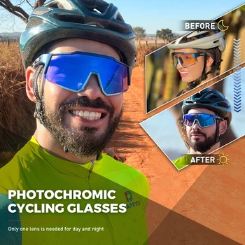 Kapvoe Photochromic Cycling Sunglasses for Men Cycl Glasses Mountain Bicycle Goggles Women Outdoor Sports Running UV400 Eyewear 3