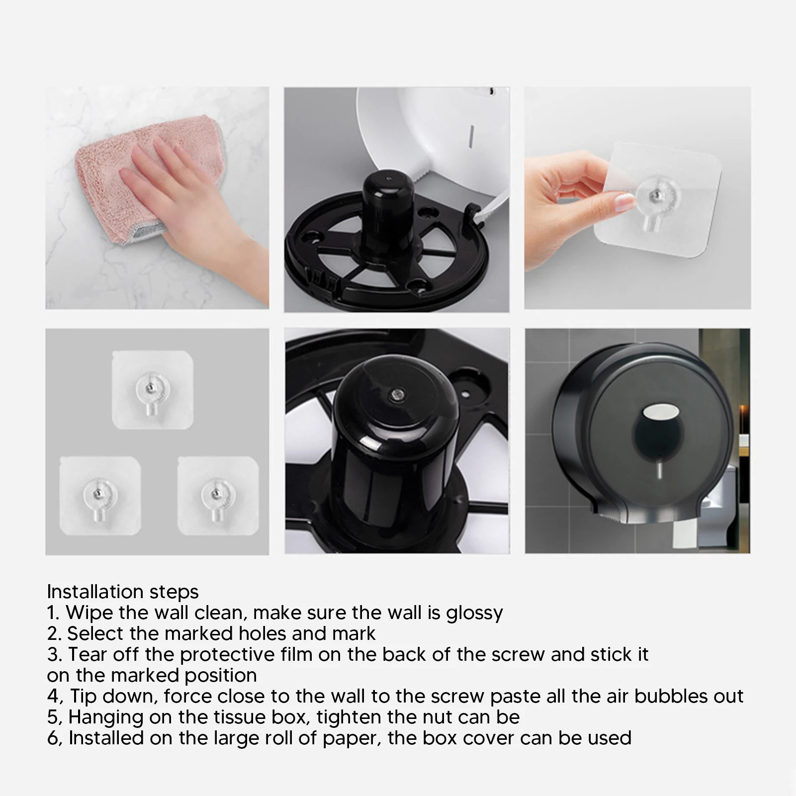 Toilet Paper Holder Box Waterproof Wall Mount Jumbo Paper Roll Dispenser for Single Roll Tissue Punch Holder Bathroom Accessory