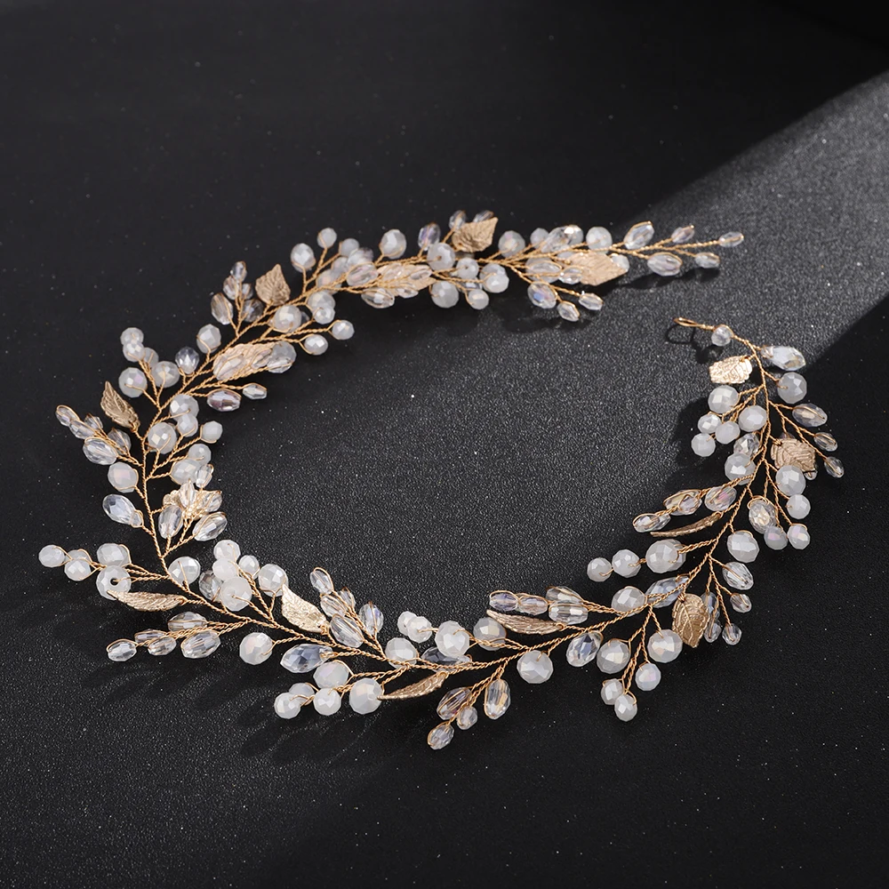 9 Colors Alloy Crystal Bead Flower Headband Hair Accessories Tiaras Bridal Headwear Wedding Hair Jewelry Party Prom Headpiece