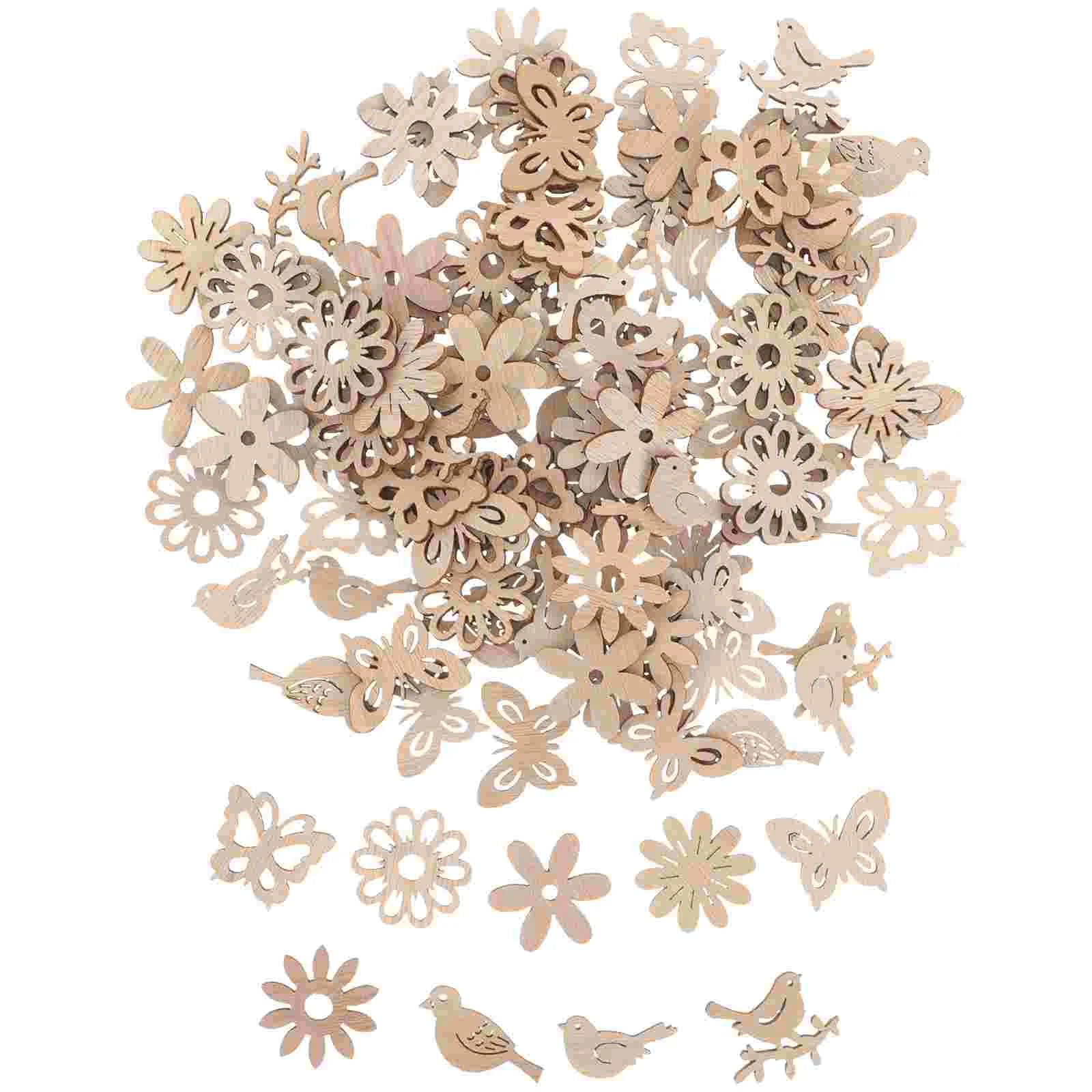 Wood Wooden Crafts Ornaments Unfinished Cutouts Slices Flowers Diy Legno  Flower Shapes Blank Blanks Birds Craft Slice Disc - AliExpress