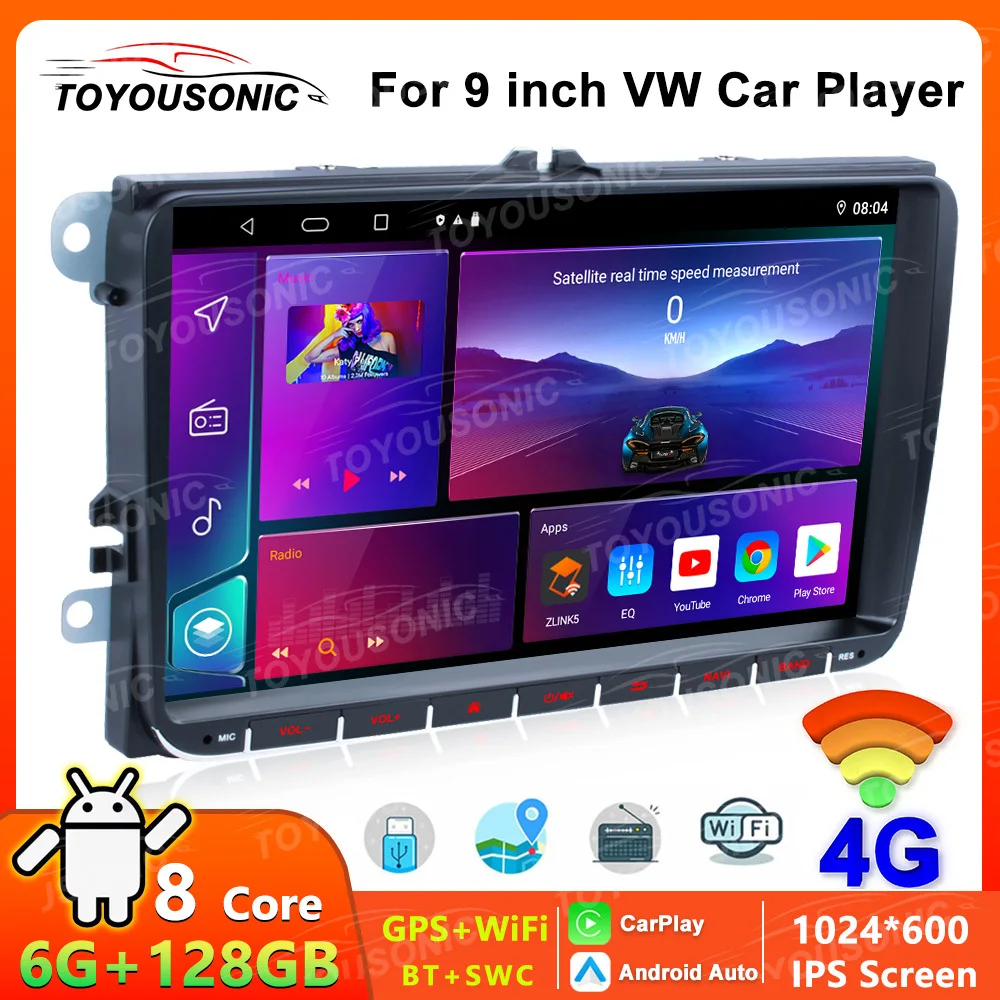 

Автомагнитола TOYOUSONIC на Android для Volkswagen VW Passat B6 B7 Tiguan Touran GOLF POLO Carplay, автомобильный мультимедийный GPS 2 din Авторадио