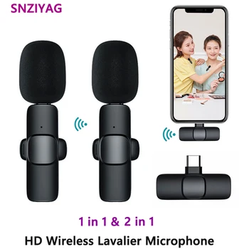 New Wireless Lavalier Microphone Portable Audio Video Recording Mini Mic for iPhone Android Live Broadcast Gaming Phone Mic 1