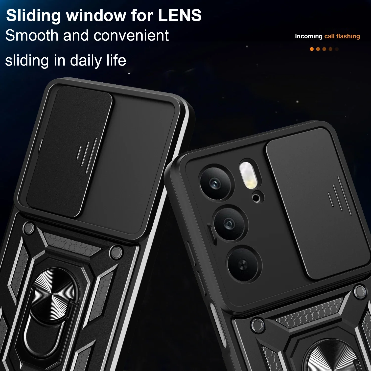 Armor Protective Case with Slide Camera Cover & Ring Stand - Shockproof