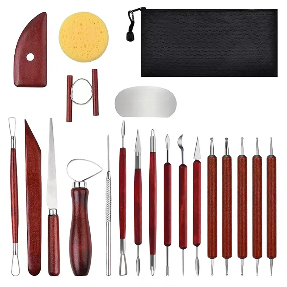 4/6/21 PCs Pottery Clay Ceramic Tool Kit Wooden Handle Carving Cutters Modeling Sculpting Art Supplies for DIY Handmade Crafts