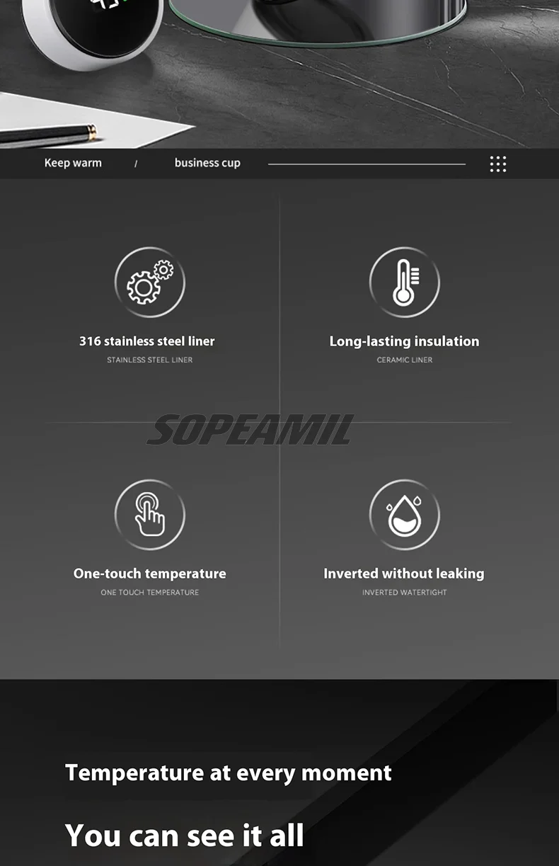 Car Vacuum Cup Thermos Mug Temperature Display Coffee Cup Mercedes-Benz A C E S Class A35 A45 C43 CLA CLS GLA GLC GLK ML SL Vito