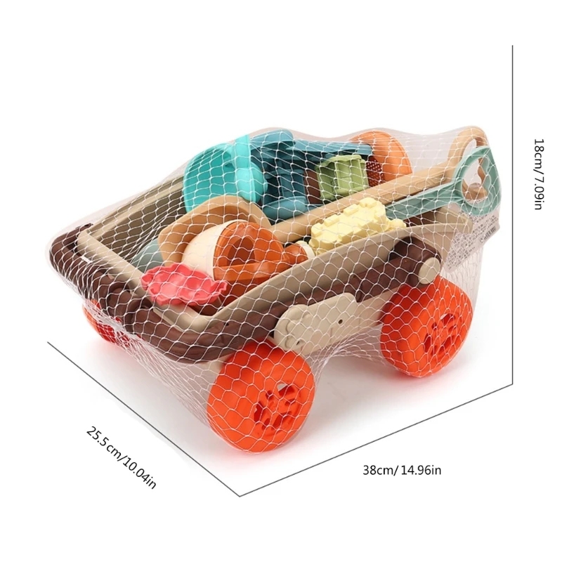 Beach Game Set for Toddlers Sandcastles Playset Sand Mold Cart Toy Kids Summer Gift Sand Building Child Water Toy 22PCS 6