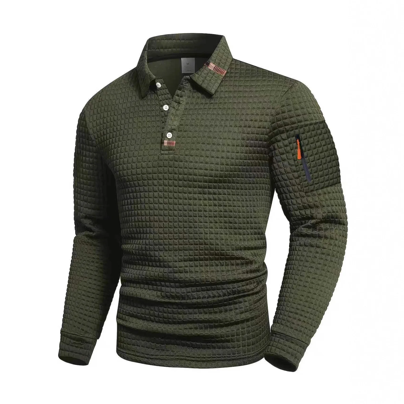 Polo da uomo primavera autunno 2026 con risvolto, tasche e cerniera decorativa, per il tempo libero quotidiano - immagine 3