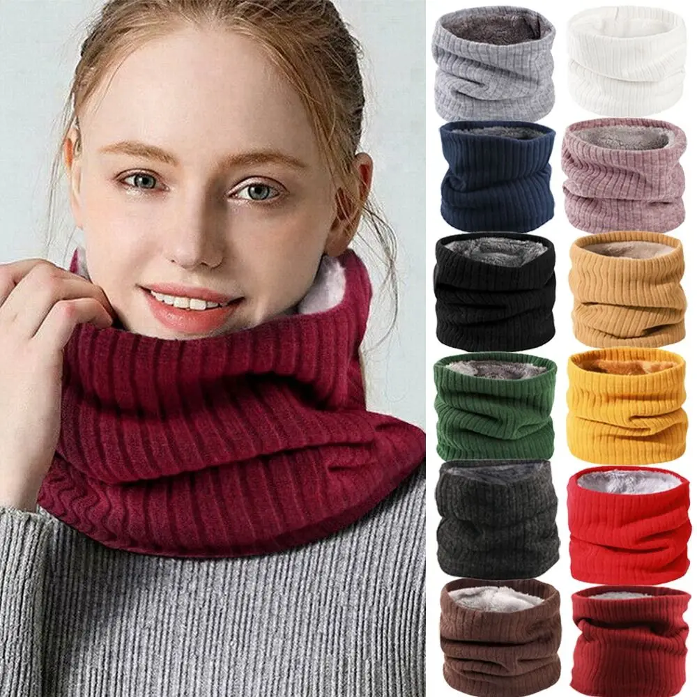 

Shawl Wrap Knitted Thick Collar Scarf Double-Layer Neck Warmer Fleece Lined Scarf Winter Neck Gaiter Circle Loop Scarves