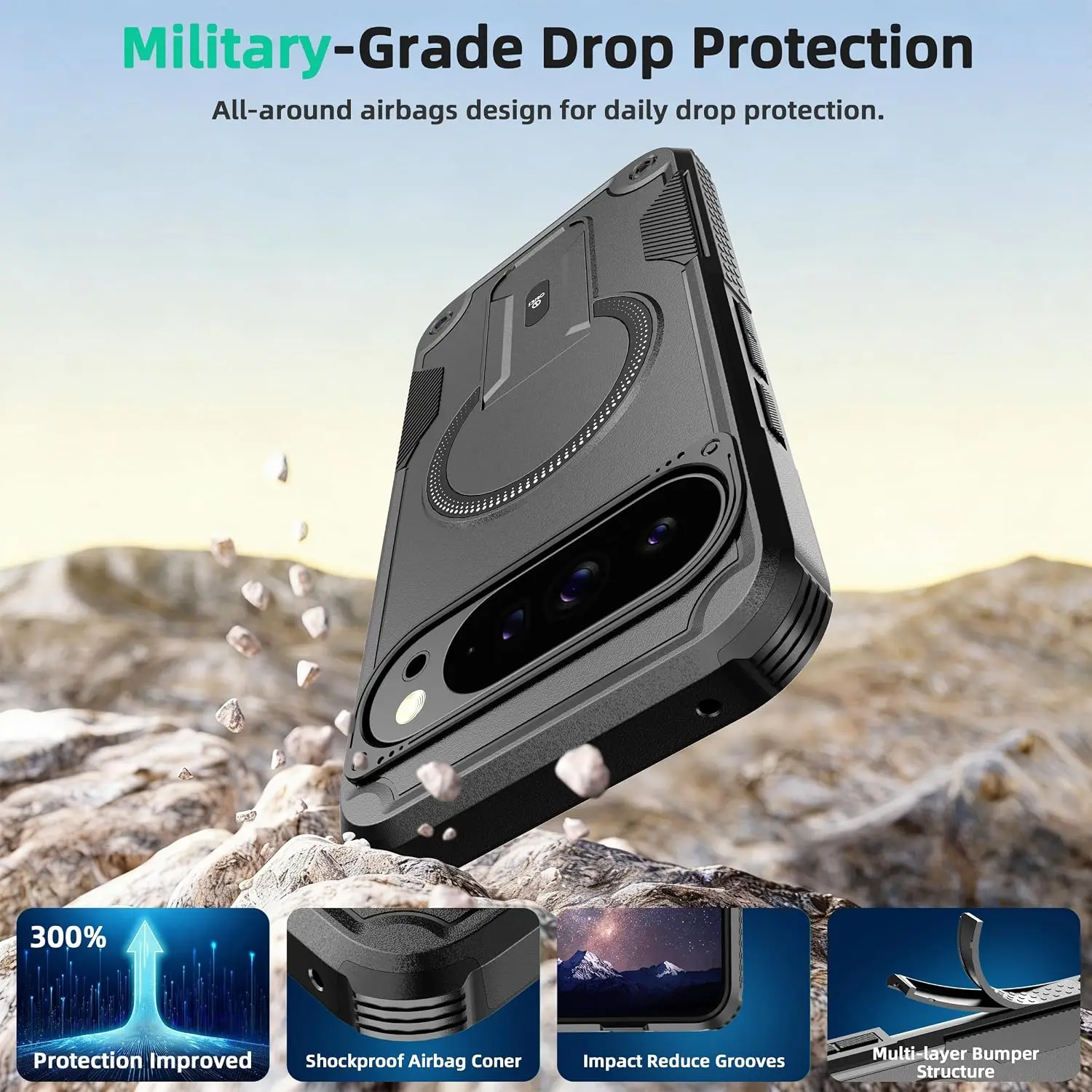 Magnetic Protection Shockproof Phone Case with Upright Kickstand
