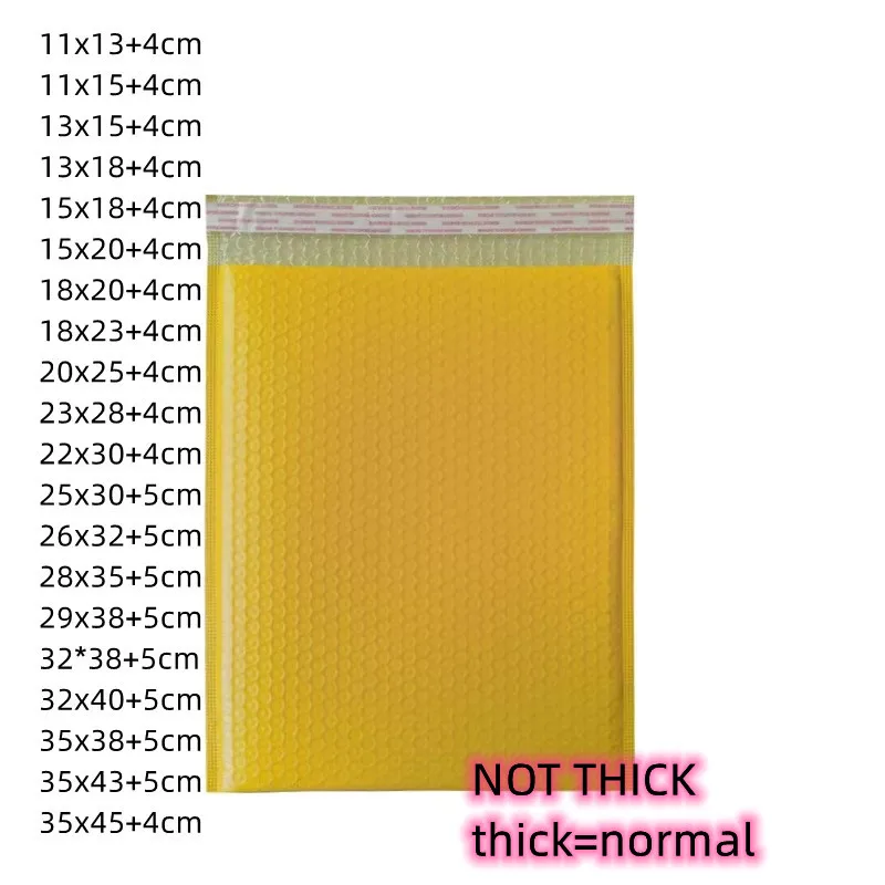 NOT THICK yellow Color Small Big Bubble Bags for Pack Envelope Mail Bag Bubble Mailer for Small Business Packaging Shipping Wrap