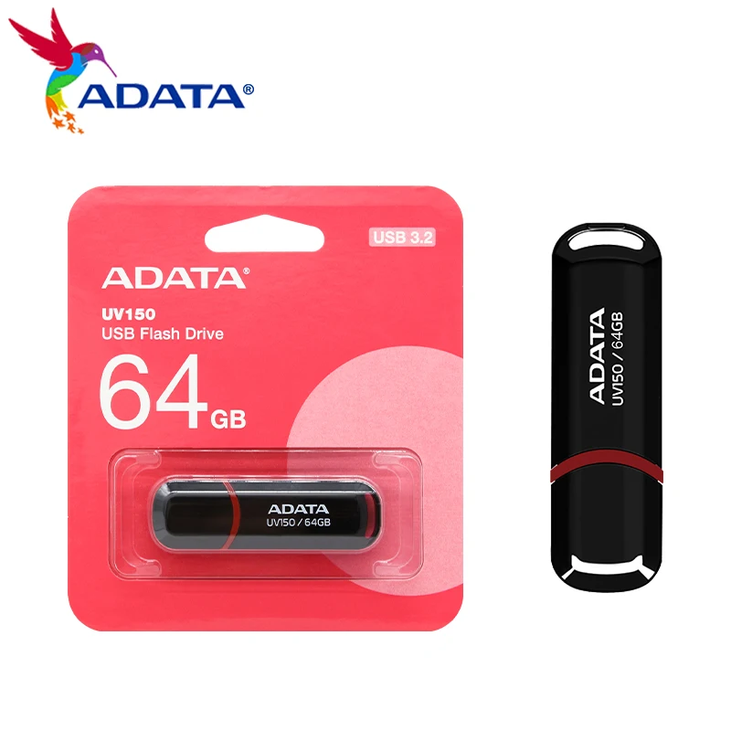 ADATA USB 3.2 Pendrive 128GB USB Flash Drive 64GB U Disk High Speed Pen  Drive 32GB Portable Flash Drive UV150 Black for Desktop