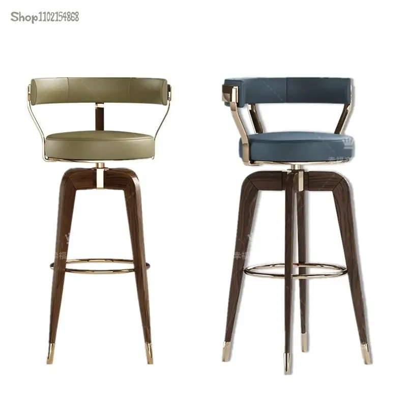 Nordic simple solid wood bar chair home high stool light luxury bar