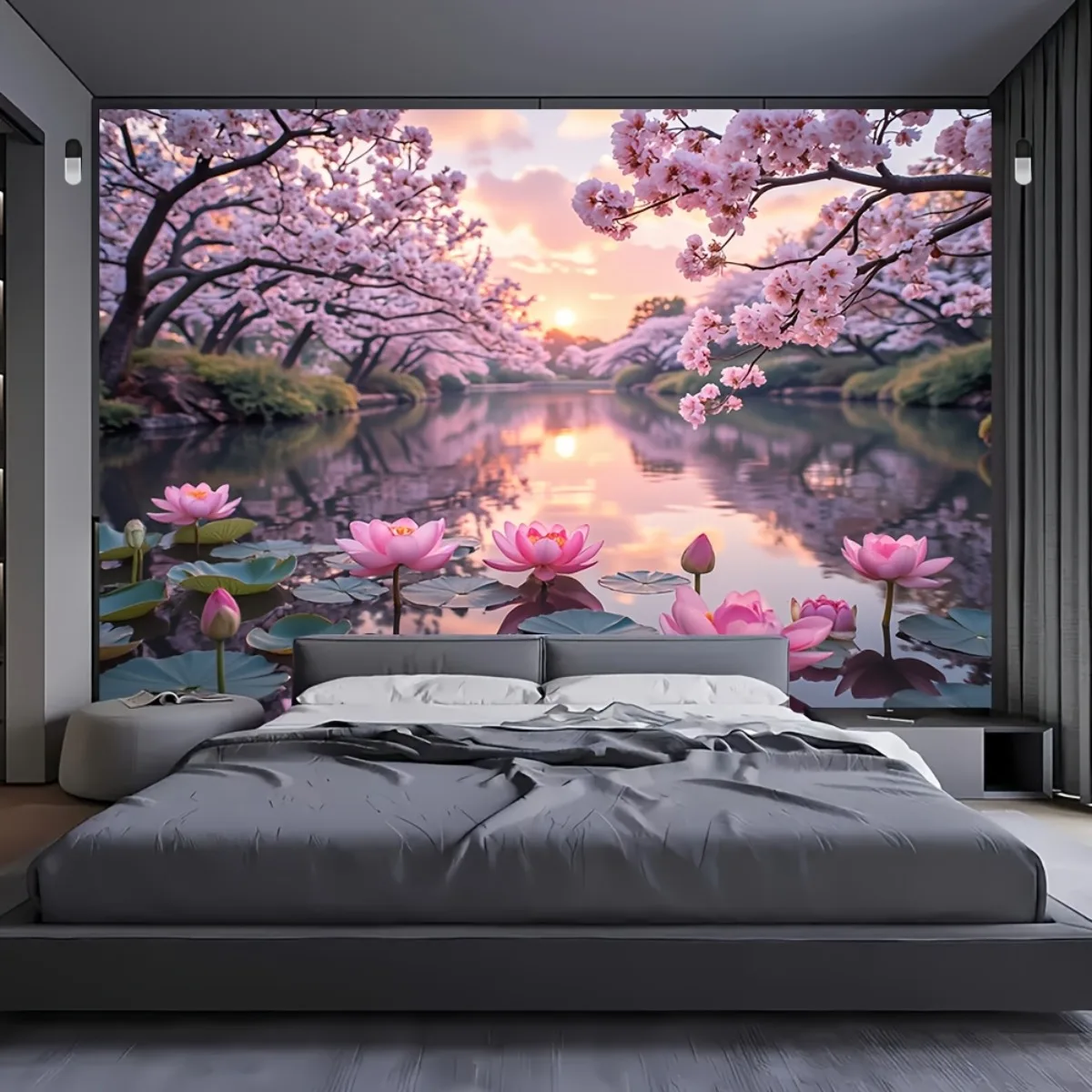 Cherry Blossom Lotus Tapestry 2